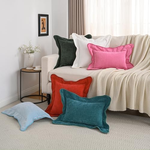 FUTEI Pack of 2 Chenille Throw Pillow Covers 18x18 Inch, Black - Image 6