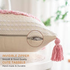 BUIOVBEY Boho Throw Pillow Covers Woven Tufted Pillow Cases with Tassels - Image 3