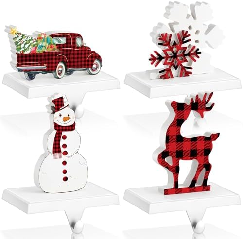 Hicarer 4 Pack Christmas Stocking Holders for Fireplace Mantel by Hicarer
