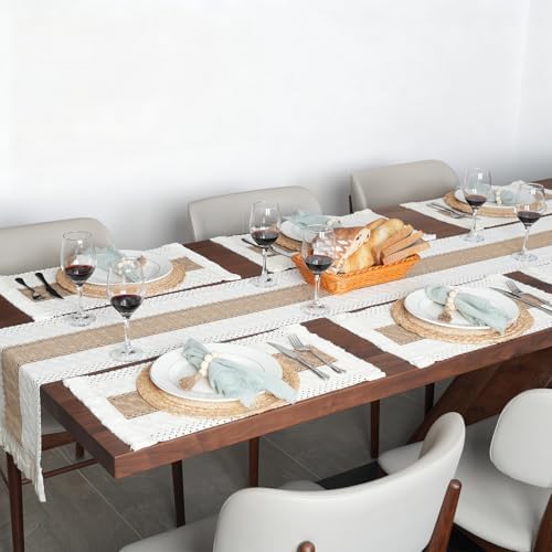 Placemats Set of 4 w/Charger Plates Table Mats Table Runner & Napkin Rings - Image 2