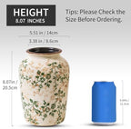 Ceramic Flower Vase for Home Decor, Green Vintage Decorative Vase 8 Inch - Image 3