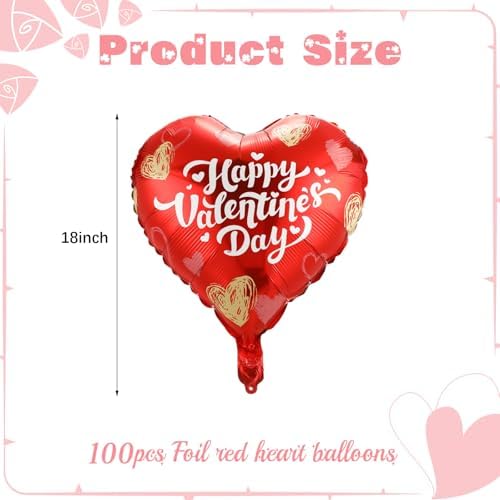 FairySandy 100 Pcs Valentine's Day Heart Foil Balloons Valentine's Day Decorations 18 Inch Valentines Love Balloon Party Decorations for Wedding Baby Shower Birthday Decor Multicolor - Image 2