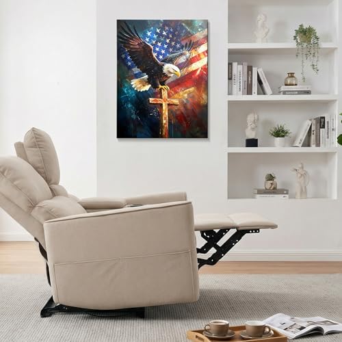HomeifHue July 4th Patriotic Canvas Wall Art 4th of July USA Decorations American Flag Painting Picture Eagle Pictures for Wall Decor Independence Day Home Decor（F2 24x32in） - Image 5