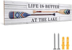 RattanView Life Is Better at the Lake Porch or Entryway Sign 36" by 7.5" Pine Wood Rustic Art Print Lake Life Decor Hanging Wall Art for House, Living Room, Kitchen or Indoor and Outdoor - Image 2
