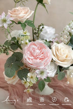 Ling's moment Artificial Pink Flowers Combo, Cream & Blush, Deluxe - Image 3