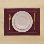 Solino Home Cotton Linen Placemats Wine Hemstitch, 14 x 19 in, Set of 4 - Image 2