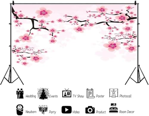 Leyiyi Romantic Cherry Blossoms Backdrop 20x10ft Photography Background Valentine's Day Decoration Soft Pink Love Theme Wedding Party Kids Girls Boys Adults Love Photo Booth Video Props - Image 3
