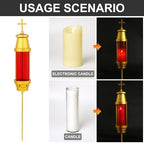 Cemetery Candle Holder, Greek Orthodox Cross Grave Lantern, Red - Image 3