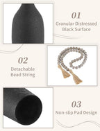 Sziqiqi Black Tall Floor Vase, Metal Floor Decor with Bead String for Home - Image 4