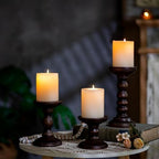 Romadedi Wood Candle Holders for Pillar, Dark Brown, Set of 3 - Image 6