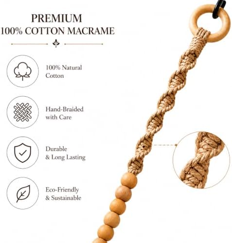Macrame Wind Chime Wall Hanging Decor with Ceramic Bell Boho - Image 4