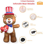 Independence Day Inflatable Bear Yard Decoration Lighted 4th of July Blow Up Patriotic Garden Yard Lawn Decor 5 Feet Tall (5FT-Bear) - Image 3