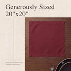 Urban Villa Cloth Napkins 100% Cotton Dinner Napkins Highly Absorbent 20x20 Inches (Set of 12) Maroon Colour Reusable Washable Soft Durable Premium Napkins Ideal for Home Wedding Parties - Image 6