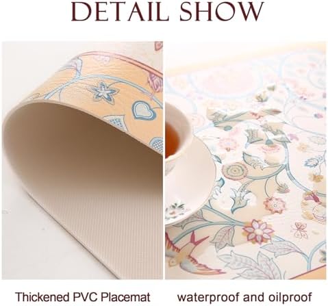 patdrea Designer Vintage French PVC Placemats Set of 6,12"x17"-Magnolia A - Image 4