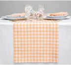 Solino Home 100% Pure Linen Table Runner Orange, Gingham Check 14 x 108 in by SolinoHome