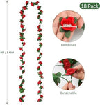 18 Pack 144 FT Artificial Flower Garland Fake Red Roses Vines Silk Flowers - Image 3