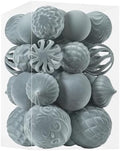30pcs Velvet Christmas Ball Ornaments, Flocked Shatterproof Christmas Ornaments Hanging Xmas Tree Decorations Set for Home Party Holiday Decor (Multi-Size, Grey) by Unknown