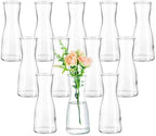 Hewory Glass Bud Vases for Centerpieces - Clear Small Flower Vase Set of 12, Modern Minimalist Cute Mini Decorative Bulk Vases for Wedding Bridal Shower Birthday Party Events Dining Room Table Decor by Hewory
