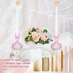 Suclain 24 Pcs Glass Candle Holder Set 12 Candlestick White Candles,Pink - Image 7