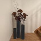 Black Tall Floor Vase - Set of 3 Large Metal Decorative Vases - Image 4