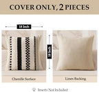 ANRODUO Boho Decorative Pillow Covers 18x18 Inch Black Stripe Pack of 2 - Image 4