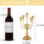 Romadedi Gold 5 Arm 11.8" Candelabra Candle Holders, Set of 2 - Image 5