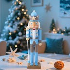 Blosssound 15" Christmas Ocean Nutcracker Decor Wooden Blue Ocean Starfish - Image 2