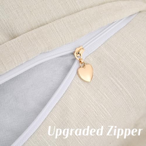 FUTEI Pack of 2 Chenille Throw Pillow Covers 26x26 Inch, Beige - Image 4