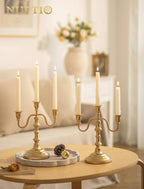 NUPTIO Candelabra Gold Candle Holders: Brass Candlestick Holder 3 Arm - Image 5