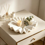 Marble White Stone Decorative Bowl, 10 Inch Modern Ruffled Wavy Tray Decor - Image 5