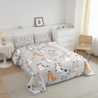 Cartoon Cat Bedding Set King For Kids Boys Girls, Butterfly Decor Comforter Room Decor, Kawaii Animal Kitten Duvet Set Cute Pet Theme Down Comforter, White Gray Orange Garfield Bedding Comforter Sets - Image 2