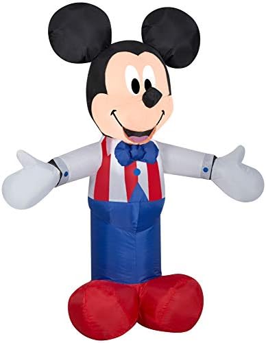 Gemmy 3.5 FT Patriotic Mickey Mouse Inflatable with American Flag – Lighted Airblown Disney 4th of July Blow Up Outdoor Yard Decoration - Image 2