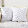 Pallene Fall Pure White Faux Fur Throw Pillow Covers 20x20 Set of 2 by PALLENE