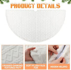 Kinlop 72 Inch Faux Fur Christmas Tree Skirt, Crossed Diamond Textured Mat - Image 3