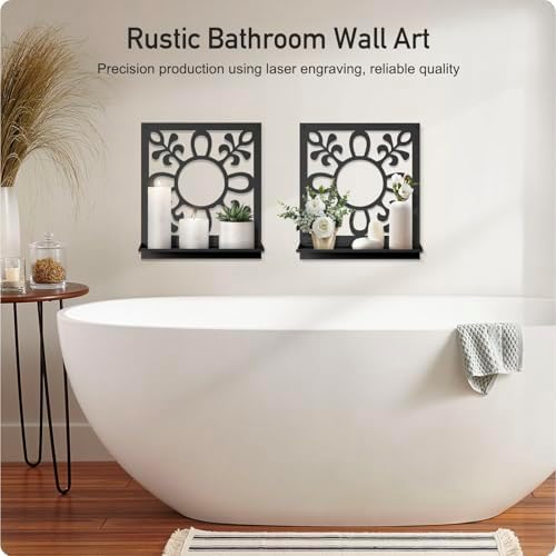 Candle Wall Sconce, Retro Wall Hanging, Farmhouse Wall Art for Living Room Bedroom Bathroom (2 Pack 11.8 x 13 in) - Image 3