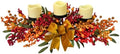 25 Inch Fall Candle Holder Centerpiece with Berry Branches and Bow by Unknown