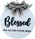 Wood front door sign Wood sign Home decor Welcome sign Sign for front door House warming gift Wedding gift (Blessed, 22" Width) by Unknown