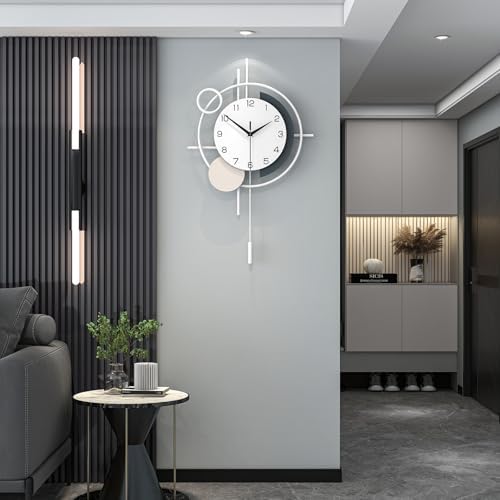 Large Decorative Wall Clock Silent Battery Operated with Pendulum by CreativeWallClock