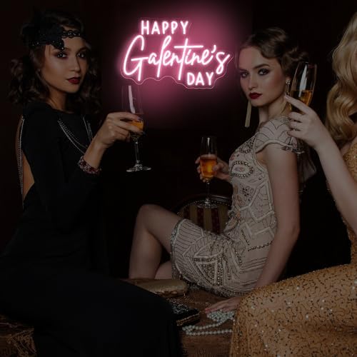 Happy Galentine's Day Neon Sign, Custom Girls Valentine's Day LED Light Friends Girls Party, Galentine's Party Decor Gift For Friends, 16.5"x10.2" - Image 2