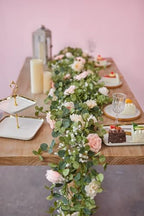 Anna's Whimsy 2PCS 5.91FT Artificial Eucalyptus Garland with Flowers, Fake Rose Gypsophila Garland, Faux Floral Garlands Greenery for Wedding Spring Home Party Table Runner Decor (Pink) - Image 6