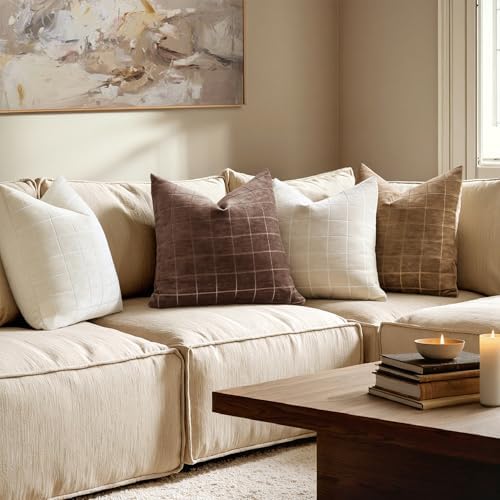 MIULEE Reddish Brown Plaid Fall Decor Throw Pillow Covers 20x20 Set of 2 - Image 4