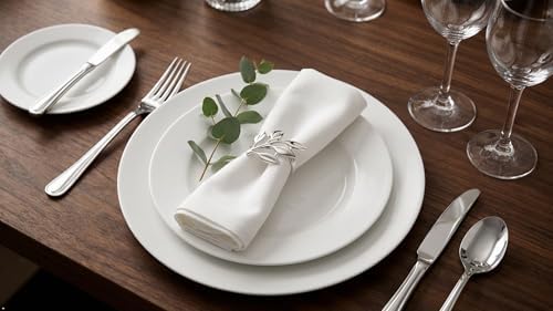 Set of 100 Leaf Napkin Rings Metal Silver Leaf Napkin Ring, Napkin Rings Bulk Dinner Banquet Serviette Decor, Dining Table Setting for Thanksgiving Christmas Halloween Holiday Wedding Party - Image 6