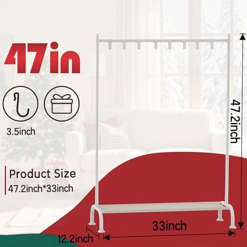 GloTika Christmas Stocking Holder Stand with Shelf, 8-Hook, Metal - Image 3