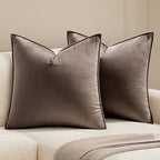 MIULEE Decorative Dark Coffee Velvet Euro Sham Throw Pillow Covers 24x24 in by MIULEE