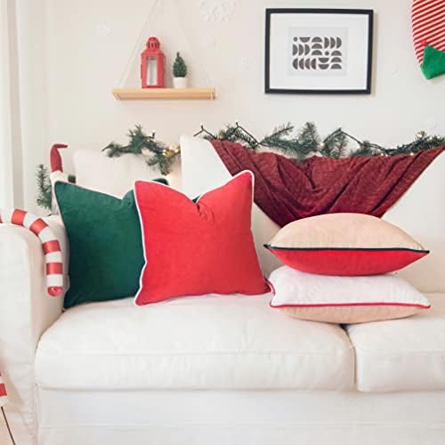 MONDAY MOOSE Christmas Decorative Throw Pillow Covers Cushion Cases, Set of 4 Soft Velvet Double-Sided Designs, Mix and Match for Home Decor, Pillow Inserts Not Included (18x18 inch, Red/Green) - Image 3