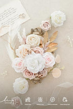 Ling's moment Fake Flowers Box, White & Beige Grand Combo - Image 4