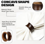 Zhehao 50 Pcs Wood Napkin Rings Acacia Napkin Buckles, Concave Edge, Brown - Image 2