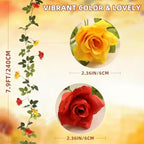 Floweroyal 4 Pack Artificial Flower Garlands 15.8FT Fake Rose Vines Silk Flowers Hanging Rose Ivy for Wedding Arch Party Home Garden Wall Decor (Orange Yellow) - Image 2