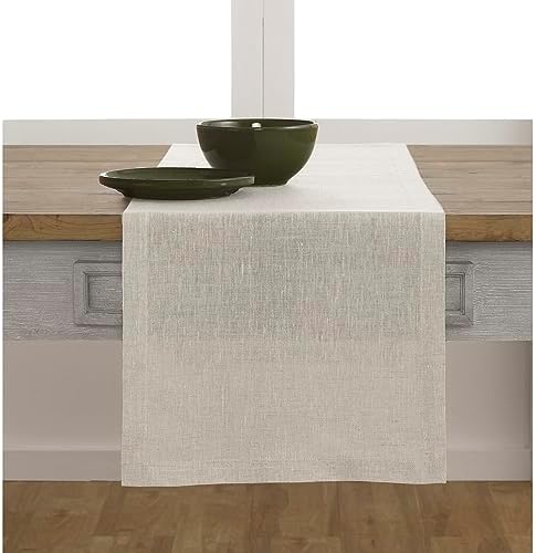 Solino Home 100% Pure Linen Table Runner Natural Long, Athena 14 x 120 in - Image 2