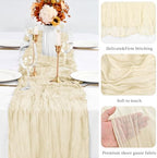 20 Pack Ivory Table Runner 10Ft Cheesecloth Table Runner Boho Gauze Cheese Cloth Table Runners Romantic Long Sheer Fabric Cream Table Runners for Wedding Party Bridal Shower - Image 4